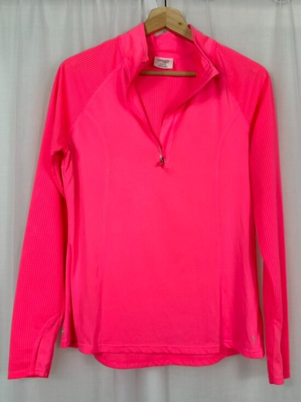 Danskin Now Womens Activewear Long Sleeve 1/4 Zip Shirt Medium High‎ Vis Pink